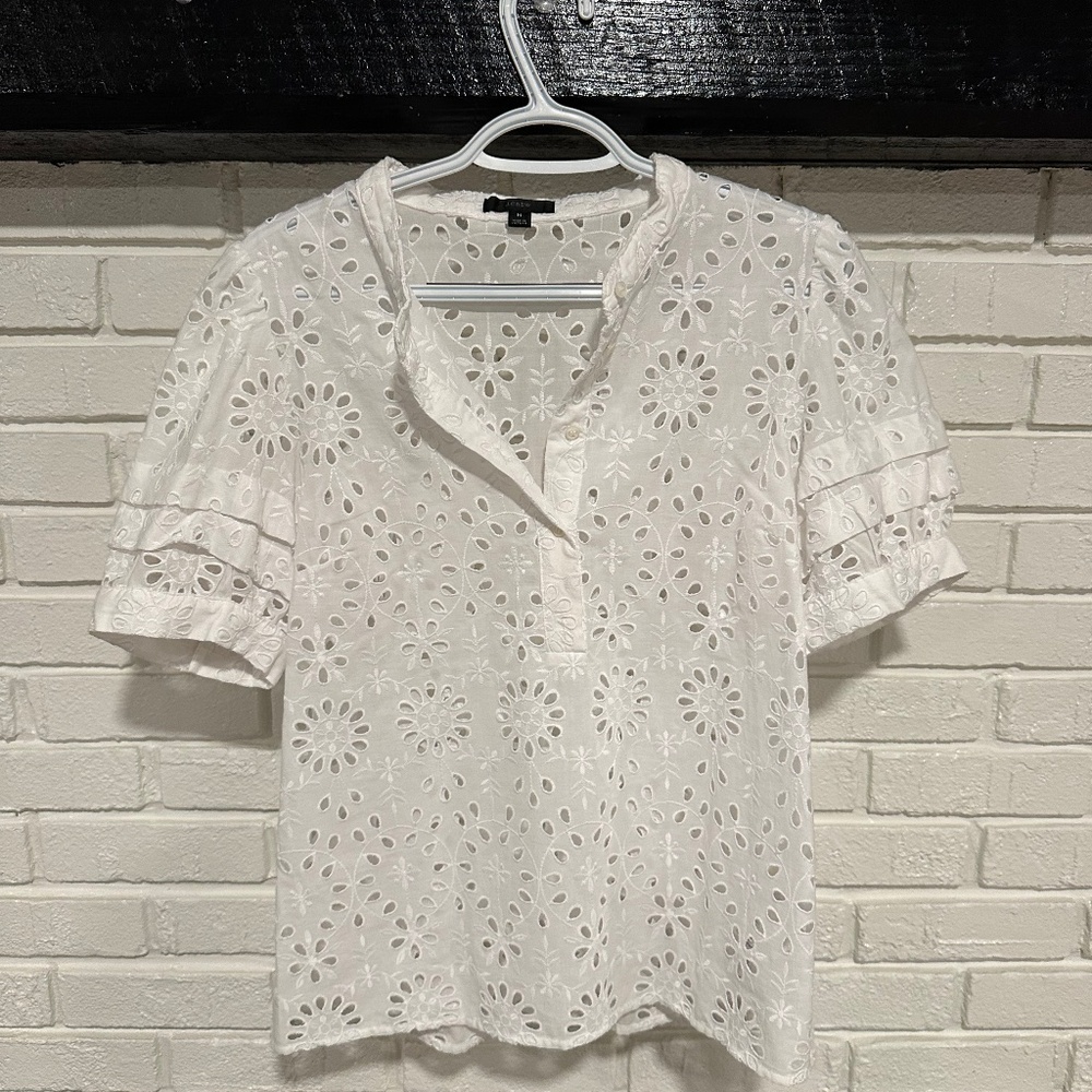 J crew white eyelet shirt